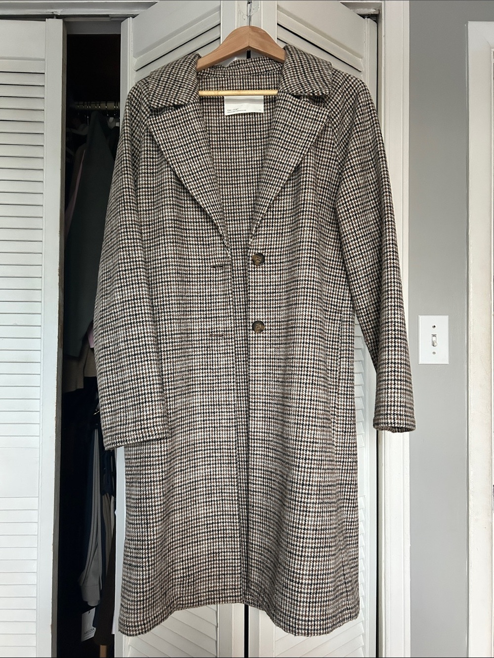 Oak + Fort Houndstooth Long Coat size S